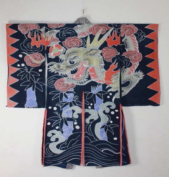 Meiji Indigo Tsutsugaki cotton Hanten Dragon rare