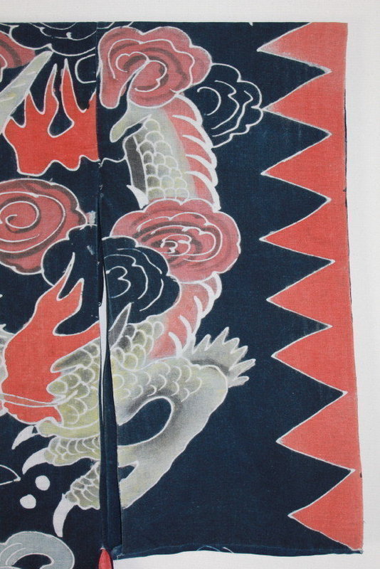 Meiji Indigo Tsutsugaki cotton Hanten Dragon rare