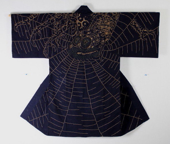 Edo Sashiko-embroidery big spider Hanten rare