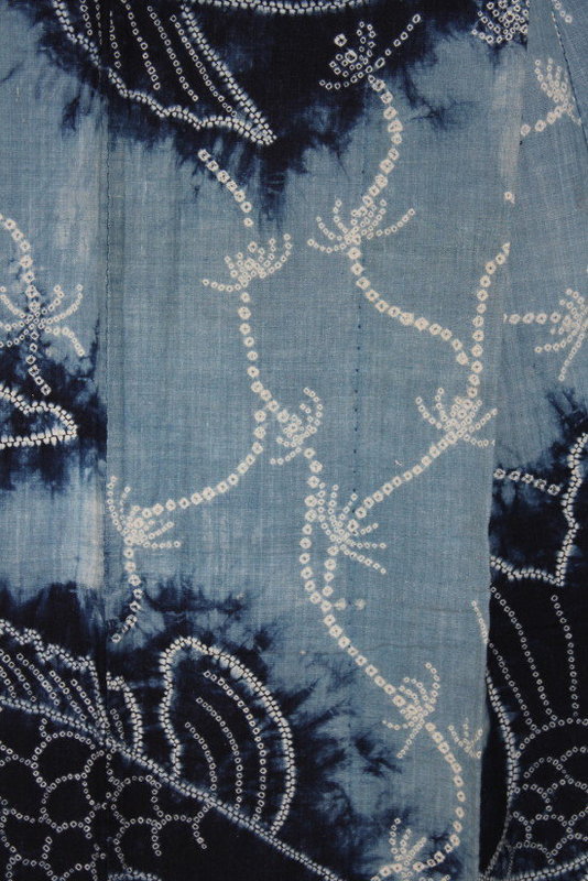 Edo Akita Asamai-shibori Hand-spun Indigo cotton Kimono