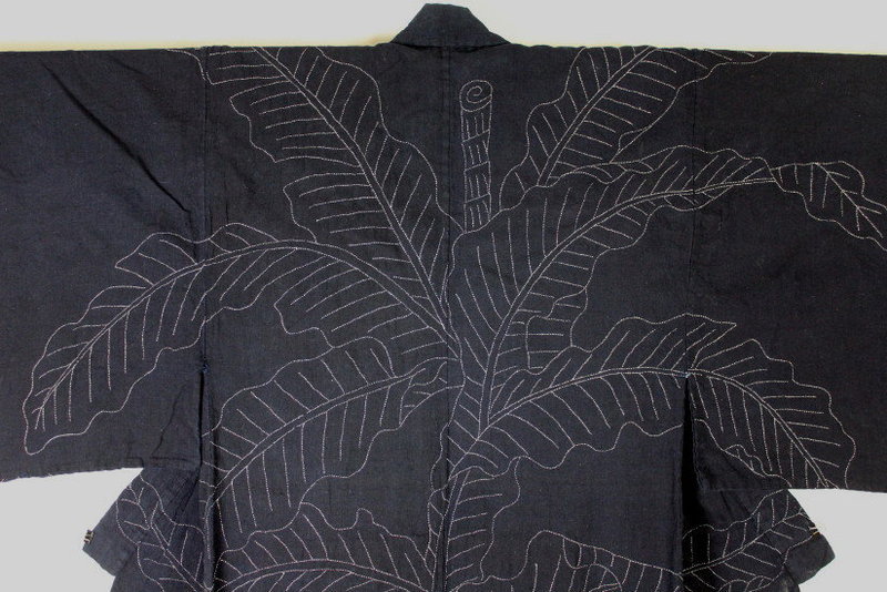 Meiji Indigo Sashiko Hand-spun Cotton Kimono Kanazawa.