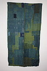 Indigo & green Patched sashiko Stitch silk rag edo era