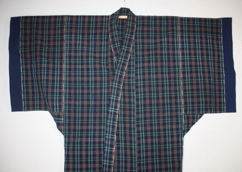 antique Indigo dye cotton cross stripes kimono yogi