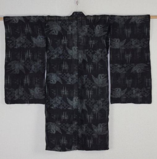 Edo Indigo Kasuri Etigojyofu-hemp Crane Child kimono