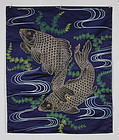 Edo Silk Embroidery Indigo Fukusa Big Carp