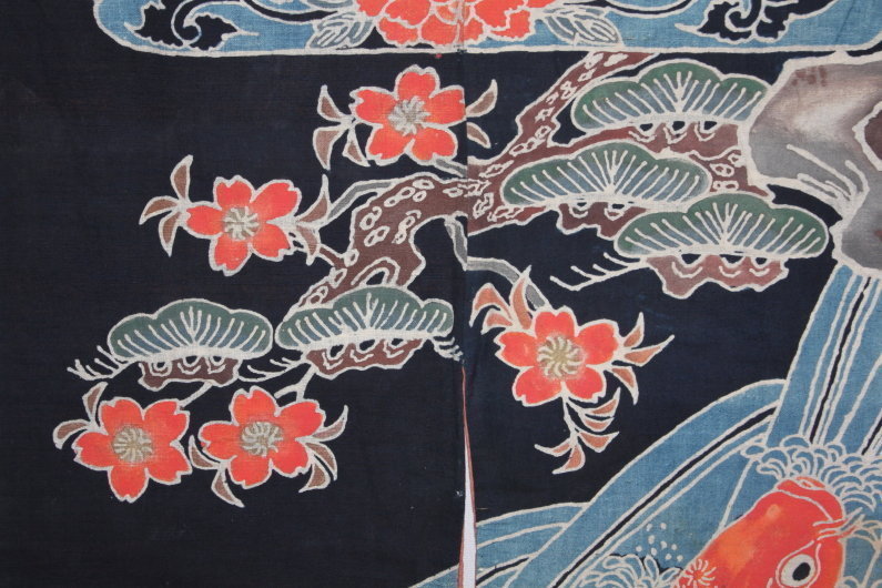 Edo Tsutsugaki Indigo Cotton Umakake Hand-spun.