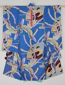 Meiji Katazome Yuzen. Silk Child Kimono Lovely