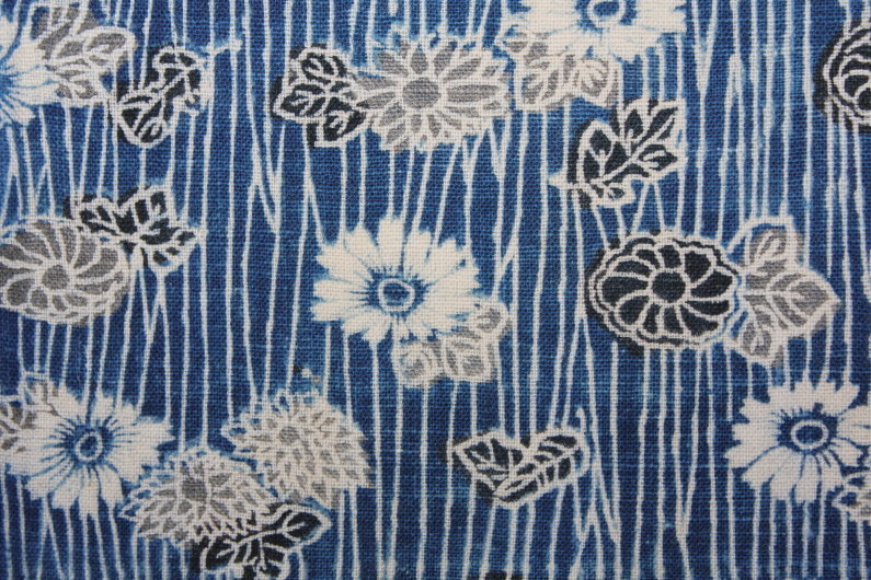 Edo Indigo Katazome Cotton Hand-spun Slightly thick Flower pattern