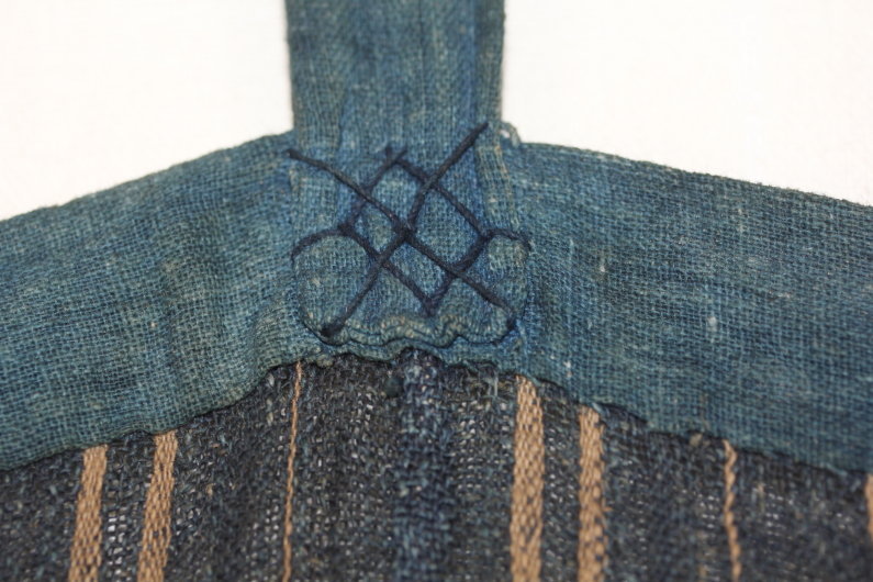 Edo Indigo Hemp Cotton Shonai Noren Hand-spun Thick Old fabric.