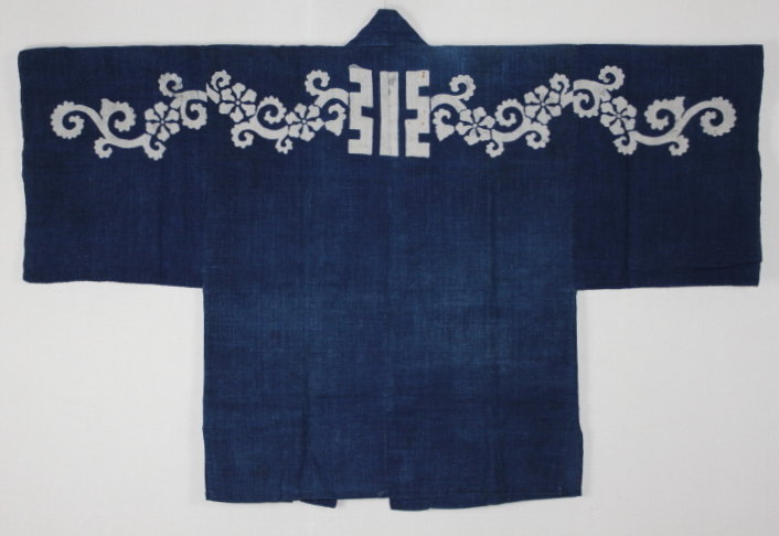 Edo Indigo Tsutsugaki Cotton Shirushi-Hanten Hand-spun
