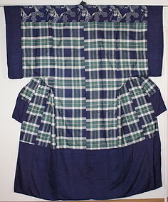 Edo Indigo Kaiki- silk Yogi Lattice Thin hight-quality silk. Rare.