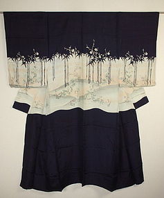 Japanese antique silk Elegant formal katsugi-kimono Meiji