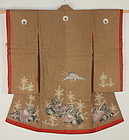 Edo Madder-dye Hand-spun Cotton Tsutsugaki Child kimono Very rare.