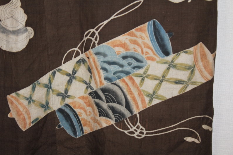 Edo Tsutsugaki Tsumugi-Silk Yuzen old treasure pattern Rare.