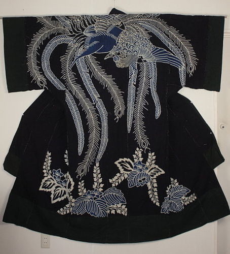 Edo Tsutsugaki. Indigo Cotton Yogi Chinese phoenix Thick Original.