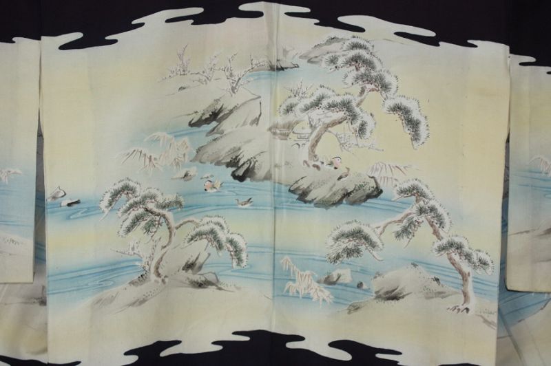Japanese antique silk katsugi hitoe Thin kimono Meiji era(1868-1910)