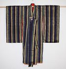 Japanese antique silk striped weave  Edo to Meiji period chid kimono