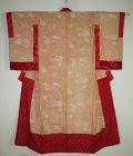 Japanese antique natural Safflower dyeing cotton & shibori kimono