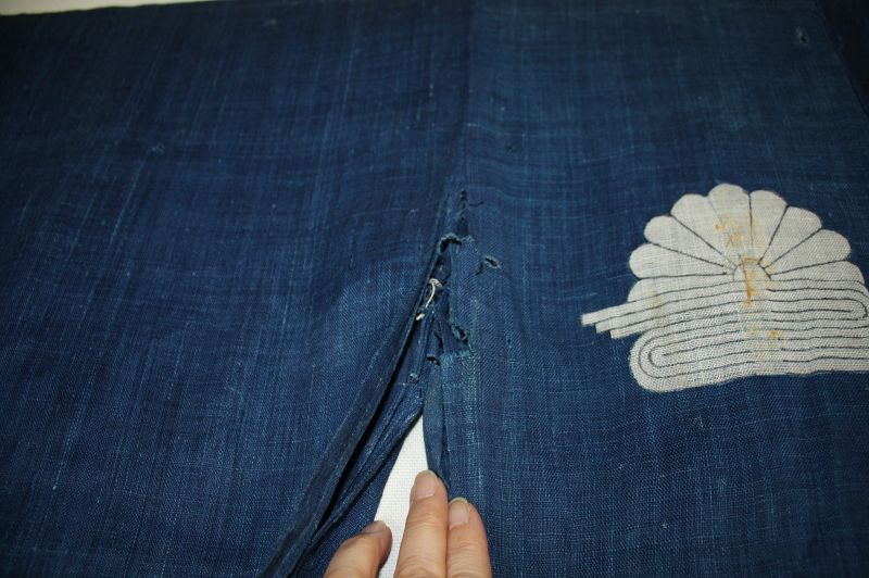 Japanese antique indigo dye hemp samurai hitatare textile edo-meiji