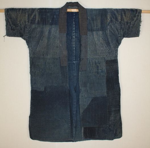 Japanese antique Thick indigo dye cotton Boro noragi of sashiko stitch