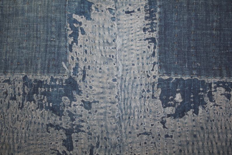 Japanese antique Thick indigo dye cotton Boro noragi of sashiko stitch