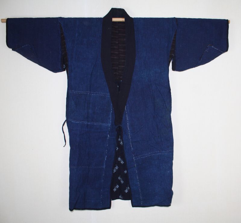 Japanese vintage indigo dye cotton & kasuri big norago jacket