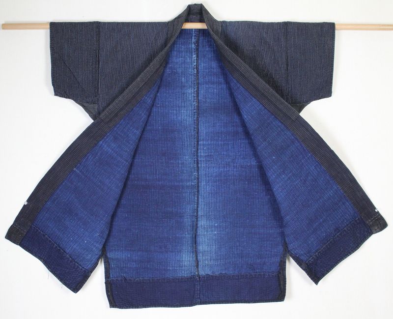Japanese antique indigo dye cotton Sashiko Boro Noragi edo Period