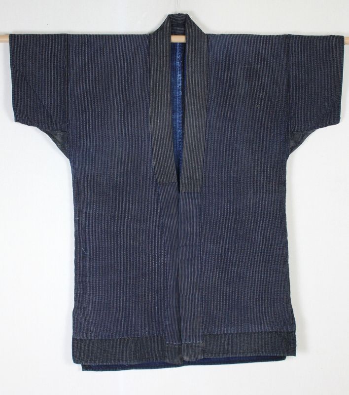 Japanese antique indigo dye cotton Sashiko Boro Noragi edo Period
