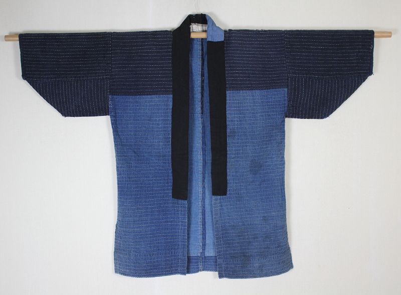 Japanese antique indigo dye cotton syonai sashiko boro noragi