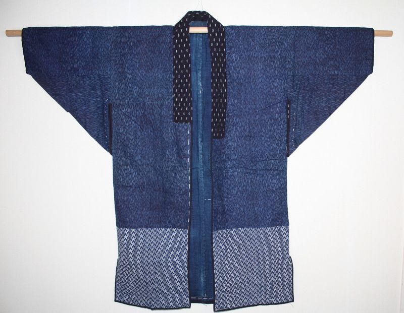 Japanese vintage indigo dye cotton katazome boro noragi Thick jcaket