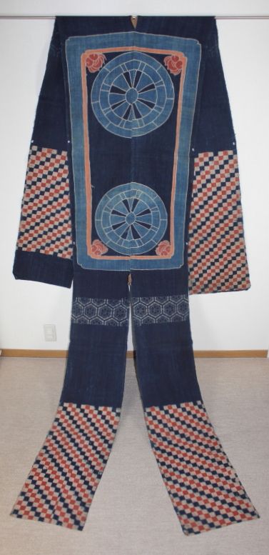 Japanese antique indigo dye and Bengala dye hemp-Umakake  tsutsugaki