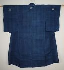 Japanese antique edo period indigo dyed Ramie family crest kimono