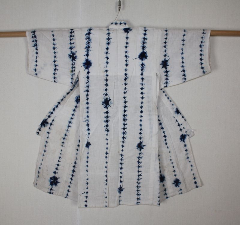 Japanese antique indigo dye shibori (Tie-dye)cotton child kimono