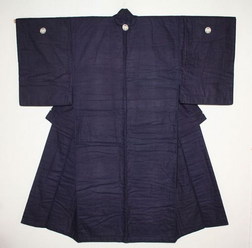 Japanese antique Edo Period of Dark indigo dye samurai kimono