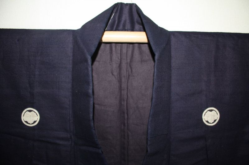 Japanese antique Edo Period of Dark indigo dye samurai kimono