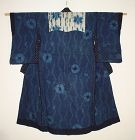 Japanese antique indigo dye cotton kimono asamai shibori & katazome