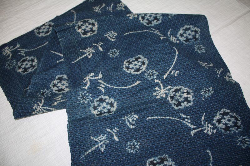 Japanese antique indigo dye cotton katazome fabric is a rare pattern