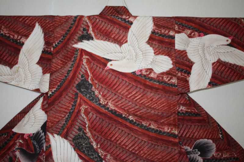 Japanese antique silk very rare raran design Taisho era child kimono