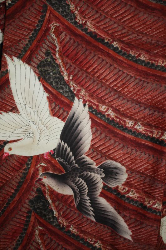 Japanese antique silk very rare raran design Taisho era child kimono