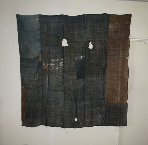 Big boro rag patched with indigo dye & dark brown hemp Mosquit net
