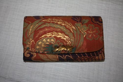 Japanese antique kinran silk kaisiire  small bag in Edo period