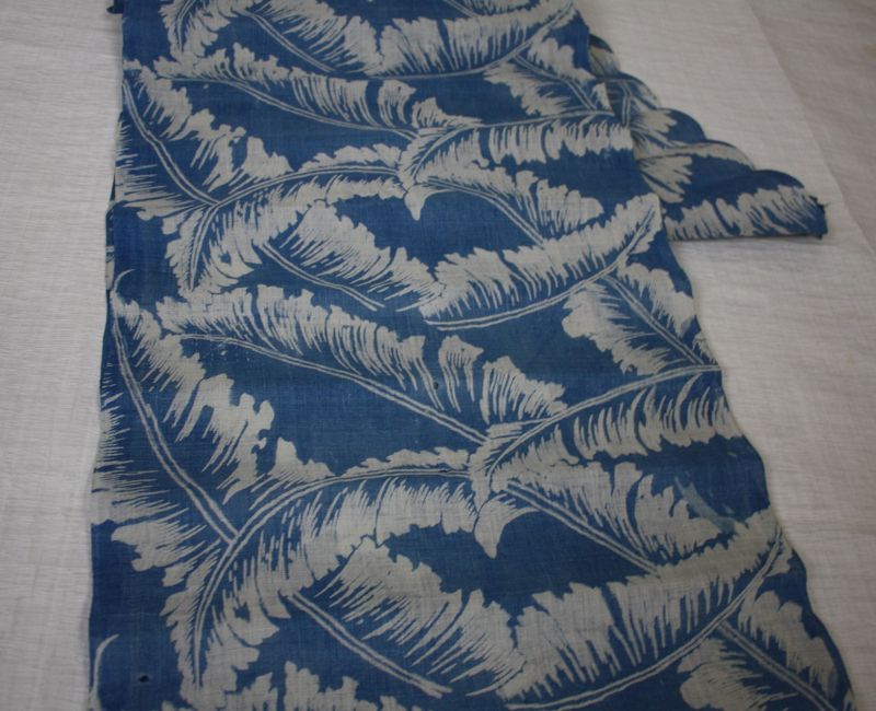 japanese antique jofu hemp indigo dye katazome roll fabric