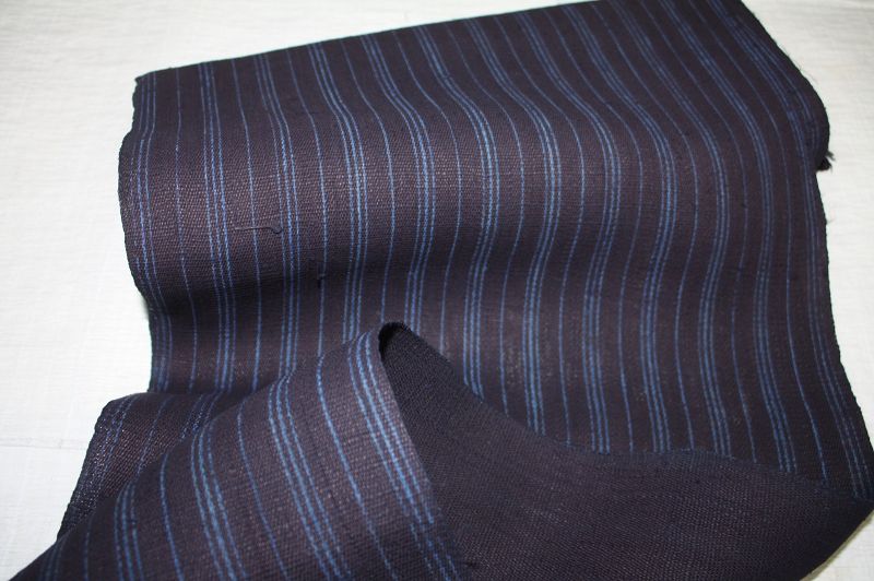 Japanese antique indigo dye Thick hemp katazome Stripes long Roll