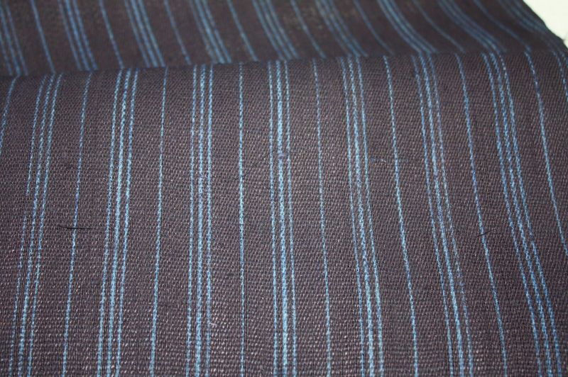 Japanese antique indigo dye Thick hemp katazome Stripes long Roll