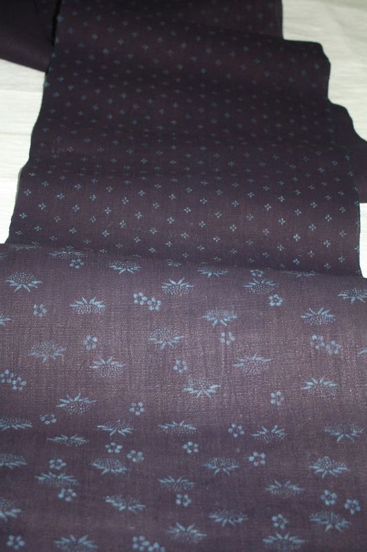 Japanese antique natural indigo dye thick hemp roll katazome fabric