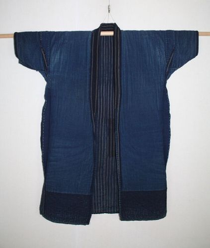 Boro noragi Indigo dye Stripes cotton of sashiko stitch Patched