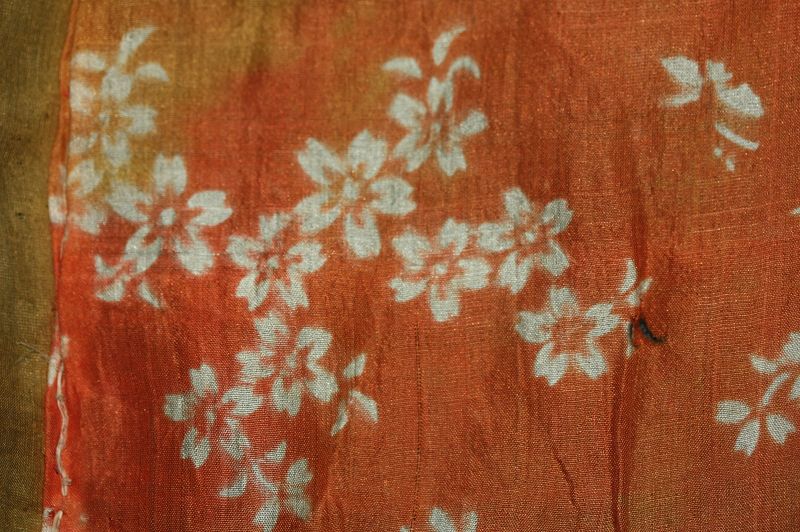 antique Boro shibori katazome safflower dyed  indigo dye  han jyuban