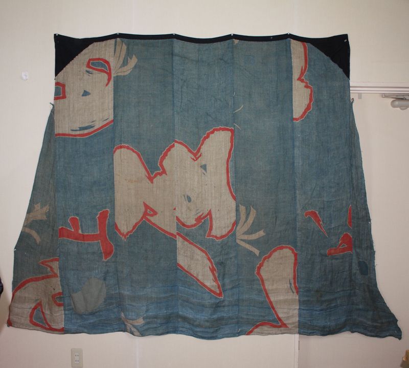 antique tsutsugaki textile Edo boro  Indigo dye hemp