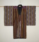 Japanese antique silk kasuri & Stripe and katazome child kimono meiji