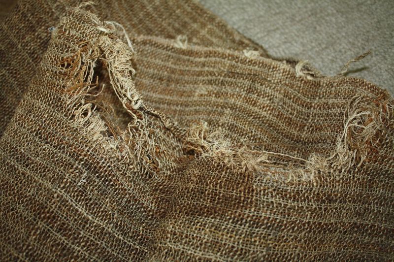 very rare antique textile hemp sinafu and kaji fiber boro long fabric